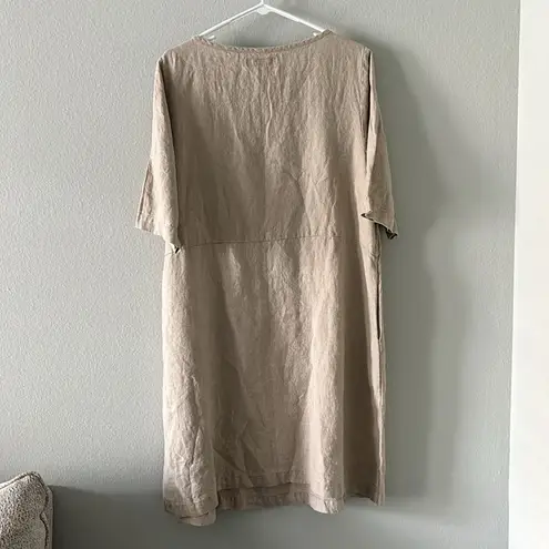 Flax 100% Linen Simple Dress in Natural NWT