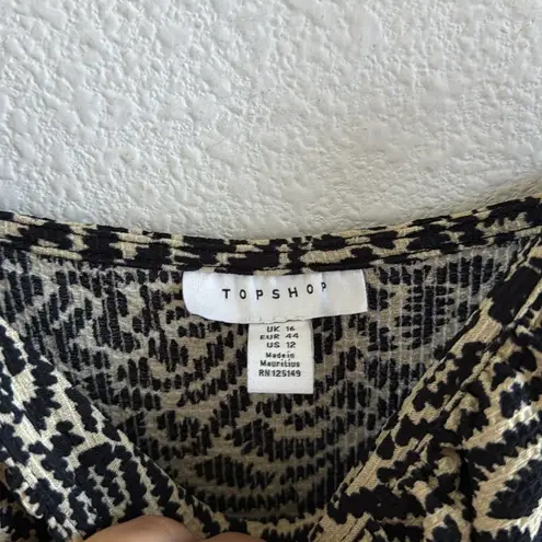 TopShop Love Jumpsuit Cropped with Shoulder Neutral Print US 12 Black