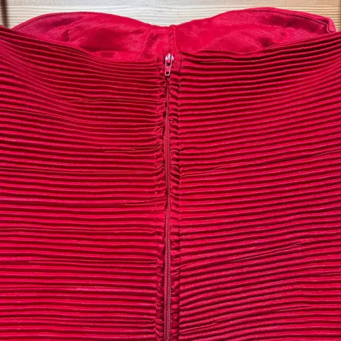 Daisy Y2K Women's Red Strapless Retro Bandage BodyCon Pleated Rouched Dress Size Small