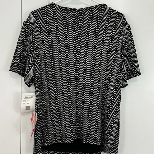 New Ronnie Nicole 1X Black, Silver Holographic Glitter Square Neck Formal Top