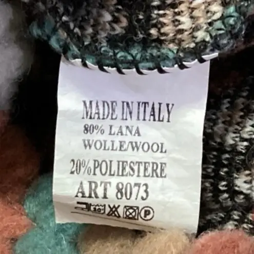 Italian Women's Granny Square Multicolor Floral Hooded Button Coat Jacket Sz S