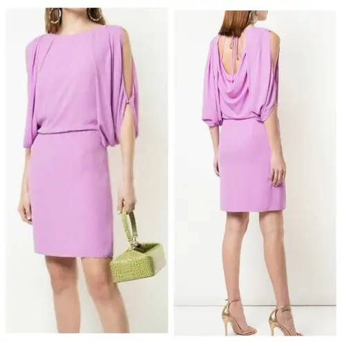 Halston Heritage $295 DRAPE BACK CAPE SLEEVE DRESS