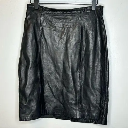 Valerie Stevens Black New Zealand Lambskin Leather Skirt Size 8