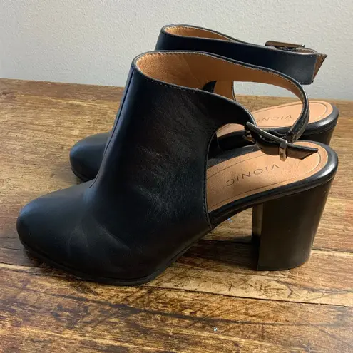 Vionic  Lacey open Heel ankle boot black leather size 9 thumbnail 3