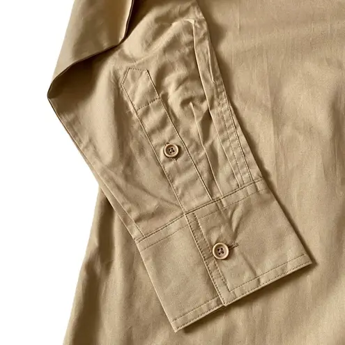 DSG women’s BF woven collared button down long sleeve shirt large sahara sand Tan