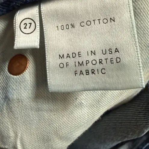 GRLFRND  Tatum mid rise current bootcut jeans frayed raw hem