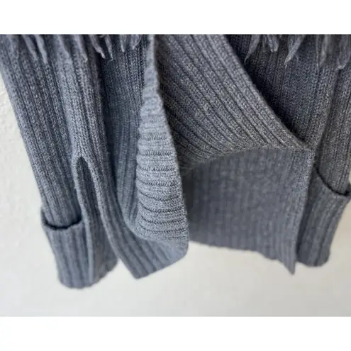 Intermix Womens Long Sleeve Fringe Cowl Neck Sweater Cashmere Small Boho Western