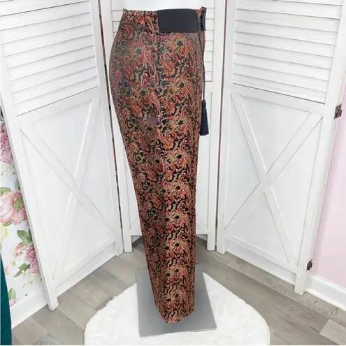 Platinum Stephen Yearick Paisley Pants Brocade Jacquard Straight Leg 14 Black