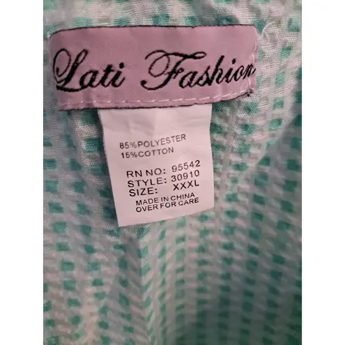 Lati Fashion Women's Mint Green Gingham Seersucker Snap House Coat Size XXXL