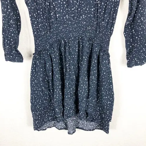 Rails Jasmine Star Print Mini Dress Navy Nova Size Medium Smocked Long Sleeve