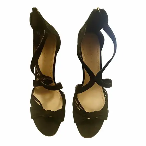 Sandro PARIS Elisa Black Suede Heels Knotted Strappy Sandals 39 US 8 - 8.5 NIB