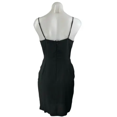 Yumi Kim Black 100% Silk Sleeveless V Neck Drape Cami Mini Sheath Dress Size XS