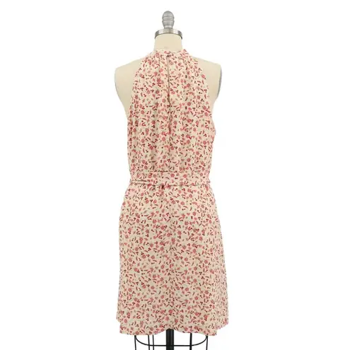 A loves A Pink Ivory Floral Sleeveless Keyhole Belted Dress L