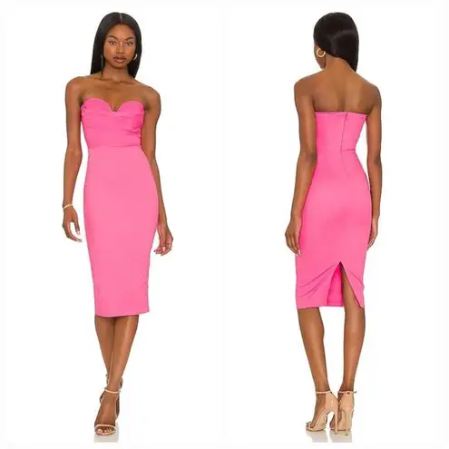 MORE TO COME Sophia Strapless Midi Dress in Pink Small