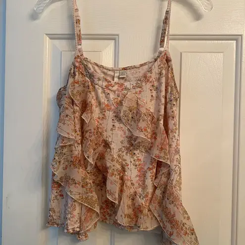 LC Lauren Conrad  floral ruffle Tank L