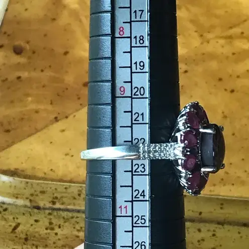 Natural Star Ruby Sterling Silver Cocktail Ring Size 10 Purple