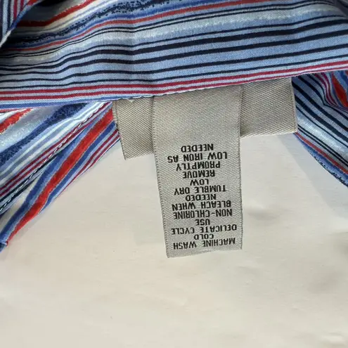 Catherines Red Blue Striped 3/4 Roll Tab Sleeve Button Up Utility Shirt Size 4X