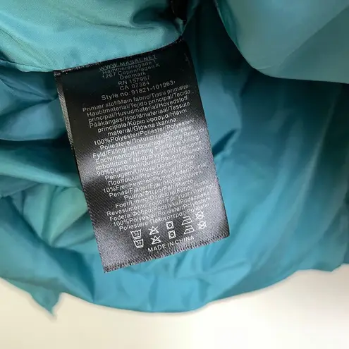 Masai Copenhagen Down Puffer Coat Small Womens Teal Full Zip Outdoors Tabiha NWT Green