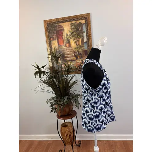 WHBM Women M Criss Cross Halter Top Tie Dyed Blue Pullover Beach Wear Lagen Look Size M