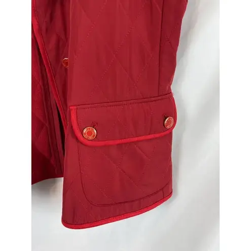 Talbots  Red Quilted Fleece Lined Button Up Vest Size Small