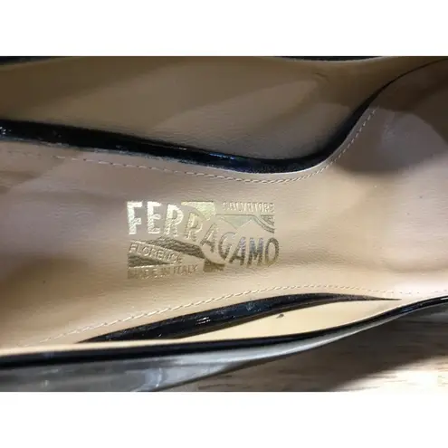 Salvatore Ferragamo Flats Women US 8B Black Stiletto Heels Slip-On Comfort Shoes