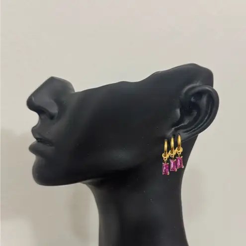 Pink Jewelry Stone Set Adjustable Ring Triple Stone & Triple Hoop Portugal