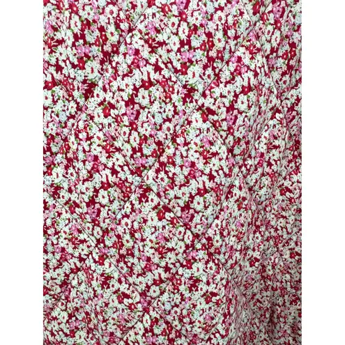 BLANKNYC Floral Quilted Bomber Jacket Pink White Burgundy Women's XL Drawstring