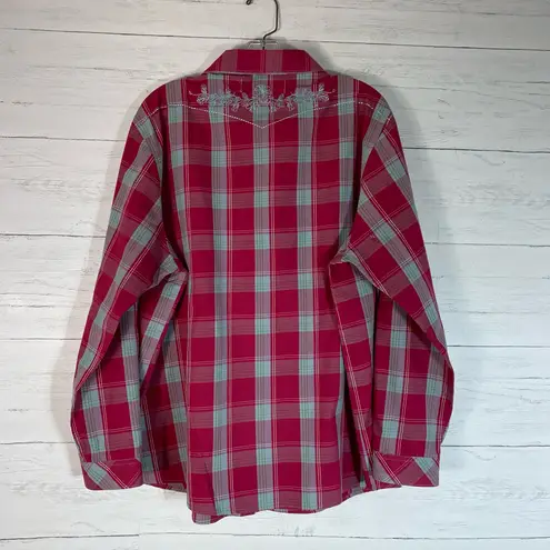 Bit & Bridle Pearl Snap Button Shirt Womens 2X Barbie Pink Cowgirl (flaw)