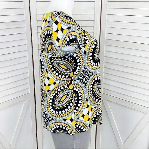 New Directions Mandala Print Shirt Yellow Black Gray XL Yellow