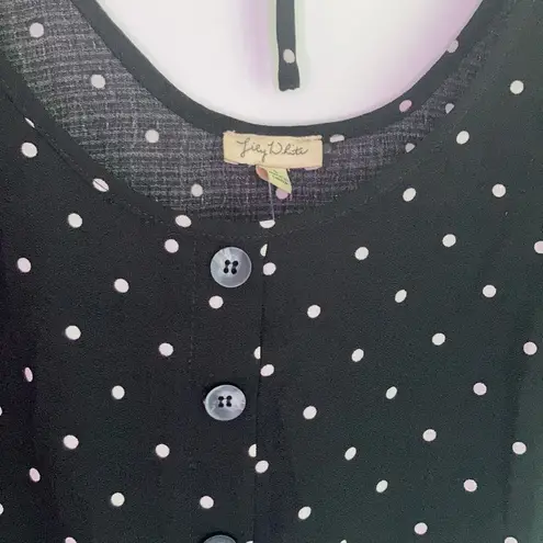 Lily White  Polka Dot Button Up Crop Top sz s