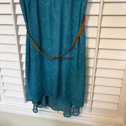 Maurice's ‎ Blue Floral High Low Tank Dress With Braided Belt Size 3X