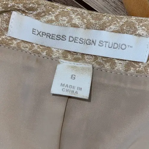 Express Design Studio Womens Open Front Irridescent Brocade Bolero Beige Size 6 Tan