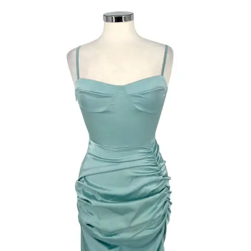 Cider Illusion Ruched Midi Dress Light Blue Size XS NWT