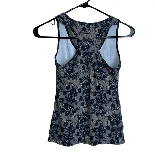 Anatomie Womens Racerback Tank Top Small Black Shirt Nude Floral Lace Stretch
