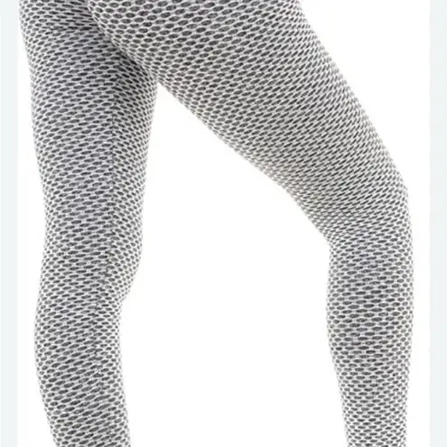 Stylish Women's Black and White Patterned Leggings Gray Size M