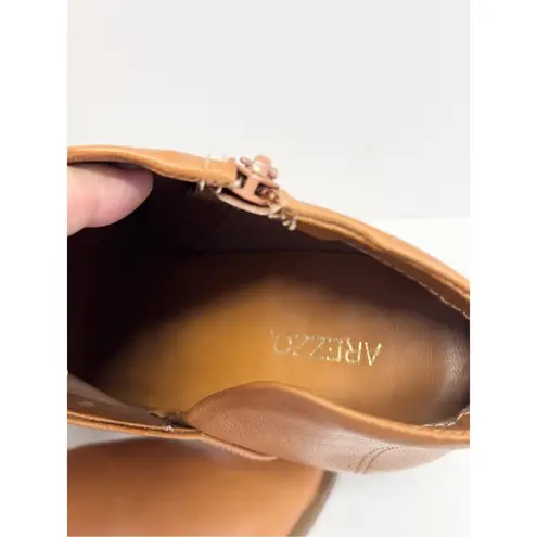Arezzo Boots Size 9.5B Leather Pointed Toe Block Heel Pull On Booties NEW Brown