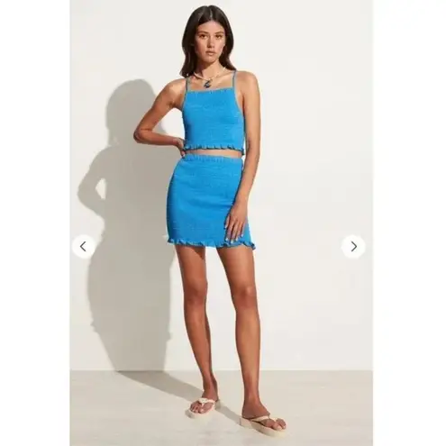 Faithfull the Brand Faithful the Brand Skirt Womens X Small Blue Esti Stretch Shirred Mini