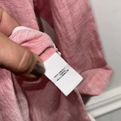 Lafayette 148 shirt linen tencel blend small long sleeve button down blouse Pink