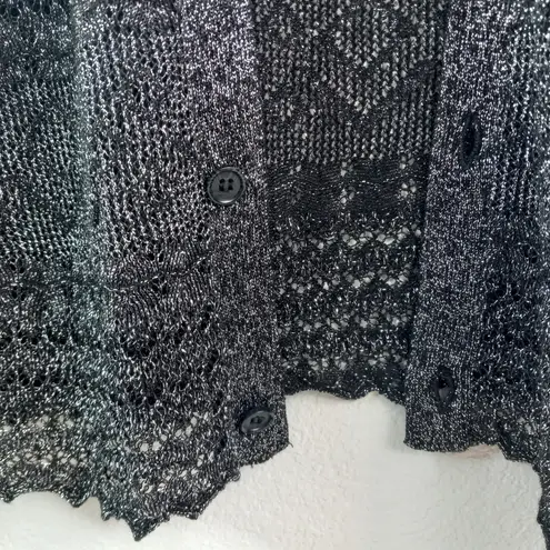 ASOS  M Collared Knit Cardigan Button Front Metallic Accent Silver on Black thumbnail 7