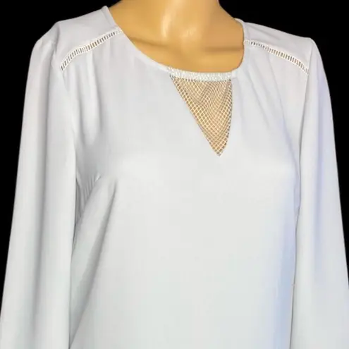 GALLERIES LAFAYETTE PARIS lace inserts and ruffles Light weight dress 38 US8 Gray Size undefined