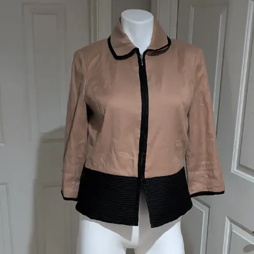 Don Caster Chic Tan and Black Women's Linen Blazer M
