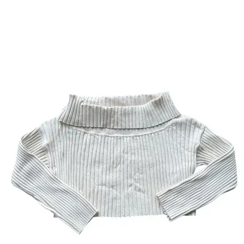SOVERE STUDIO Exhale Cream off the shoulder crop sweater M Size M
