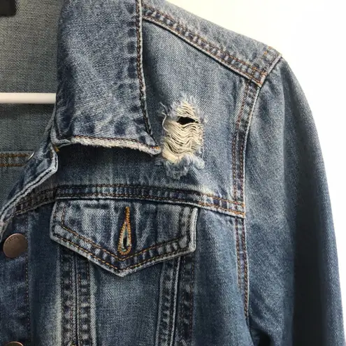 sts blue Denim Jean Jacket Distressed