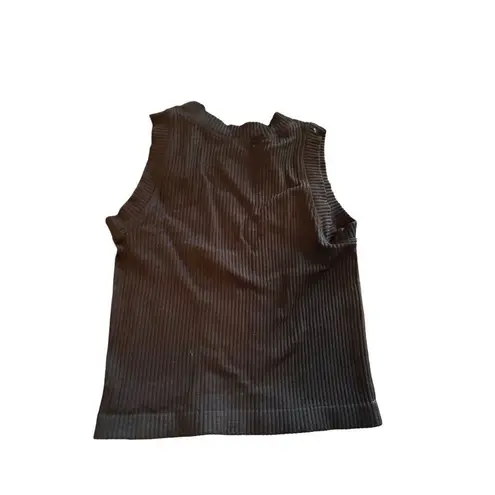 Aura Black Ribbed Sleeveless Top S Nylon Spandex Blend
