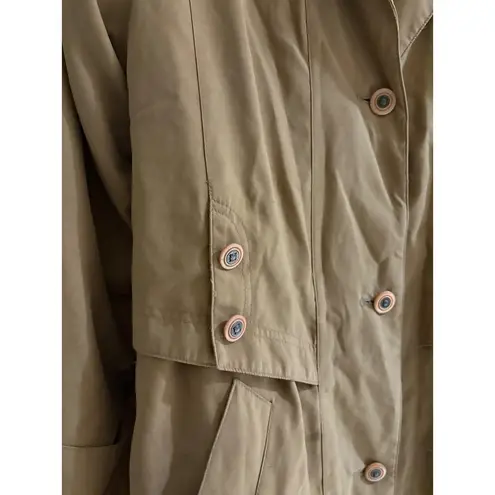 Gallery Trench Coat Removable Hood Classic Rain Coat Button Front Size 12 Medium