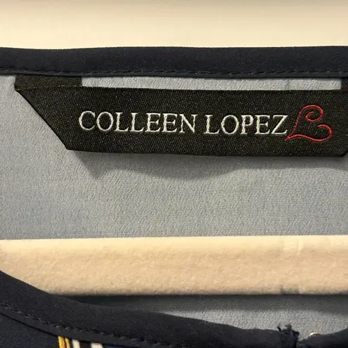 Colleen Lopez Blue Tunic Poncho with Orange and Purple Accents Size Large