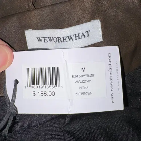 We Wore What Patina Cropped Blazer Brown Faux Leather Bomber Jacket Women's Medium