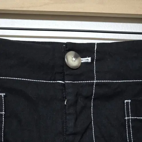 Maeve Anthropologie The Colette Wide Leg Black Crop Pants Contrast Stitch Sz 16W