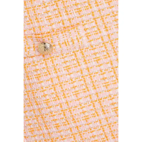 Maje Tweed Mini Skirt Size 42 FR (US XL) Orange Pink Gold Button Front Lined