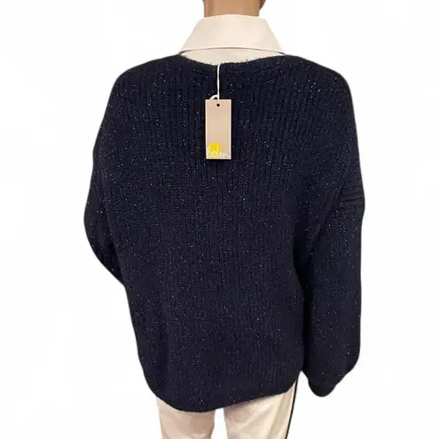 Boden USA NWT! Boden Wool Blend Navy Sparkle Knit V-Neck Knit Sweater Size 8